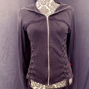 Royal Bones Cotton Lace Up Goth Corset Hoodie XL